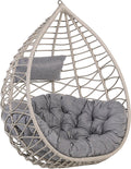 Beliani, Hängesessel, Polyrattan, Grau, Beige, Moderner Hängekorbsessel Rattan ohne Gestell inkl. Kissen