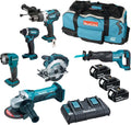 Makita, Akkuschrauber, 5,0 Ah, 18V, Amazon Exklusiv: DLX6104TX2 Li-Ion LXT 6-teiliges Kombi-Kit, Lieferung in einer LXT Werkzeugtasche