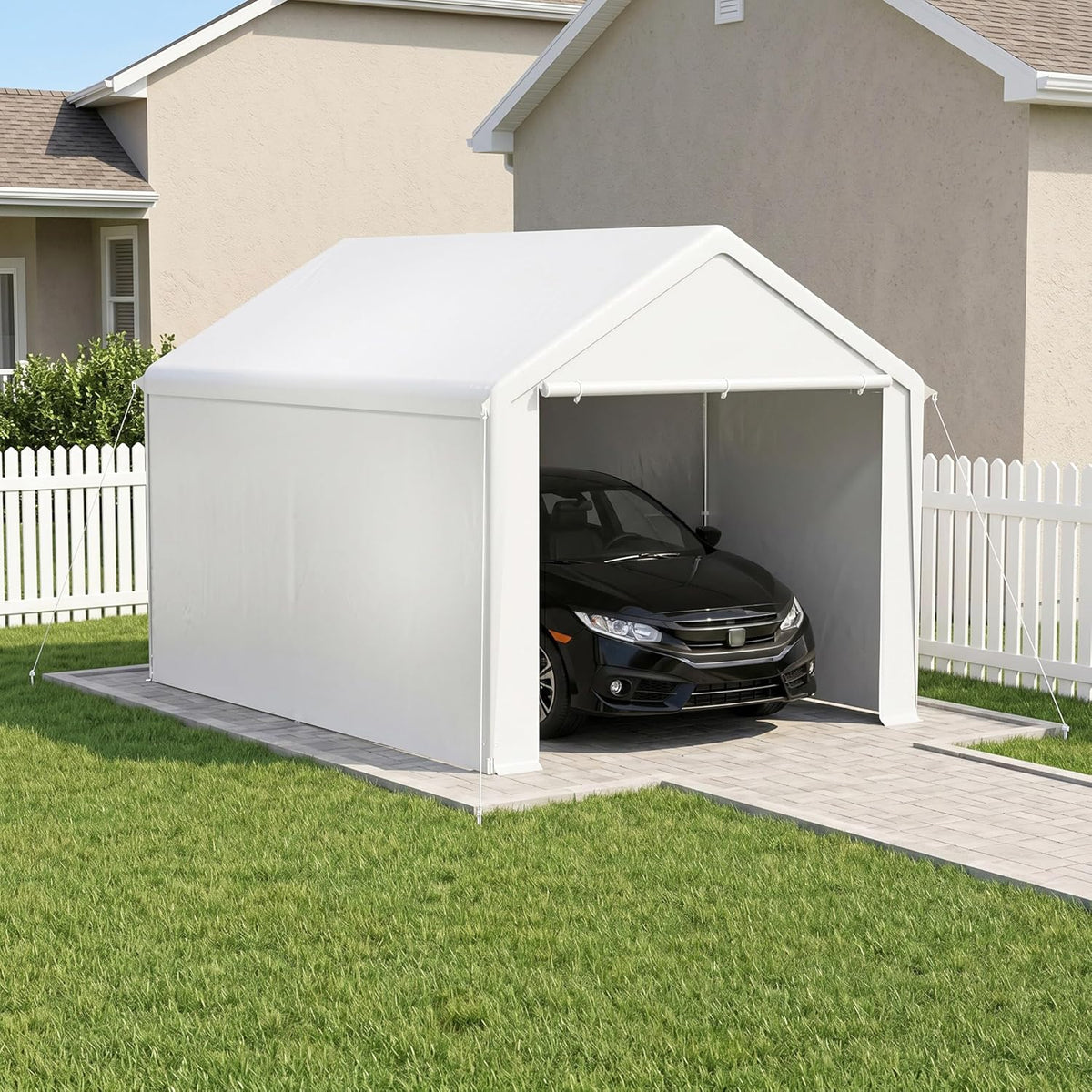 AufuN, Carports, Carport Zeltgarage 3x4m, Wasserdichtes Lagerzelt mit PE-Dach, JOD Garagenzelt mit abnehmbaren Seitenwänden