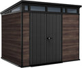 Gerätehaus, Keter, 277x218x226 cm, Gartenhaus Signature 9x7, Kunststoff in Rosenholz-Optik, abschließbar, mit Bodenplatte