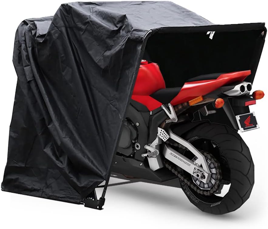 KEESUNG, Abdeckungen, 270x105x155CM, Motorrad Zelt Garage, Schwarz Faltgarage Motorradgarage Motorrad Schutzplane