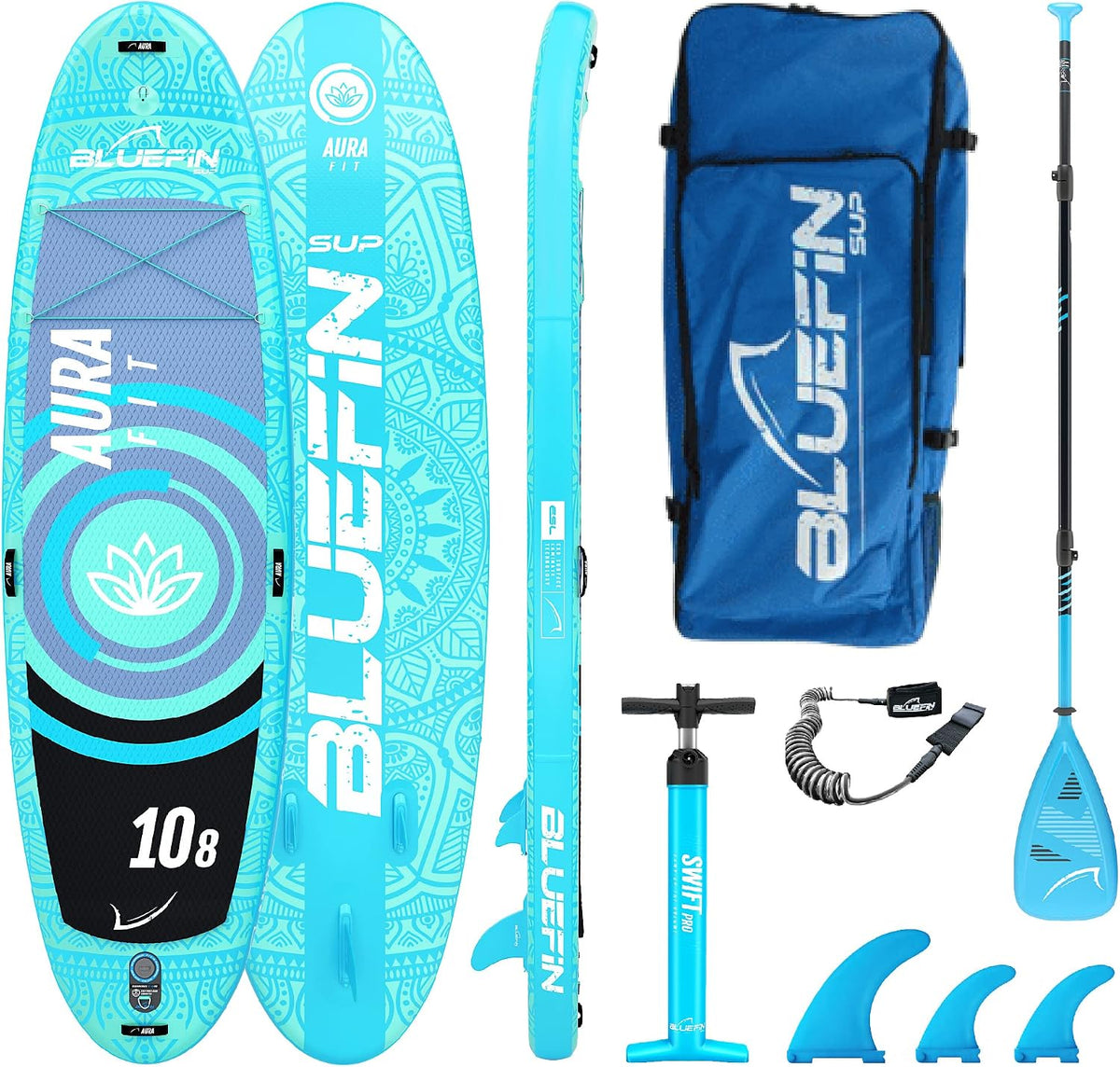 Bluefin SUP, SUP-Board, Paddleboard, 10′8″ Aura FIT Stand-up-Paddleboard-Kit