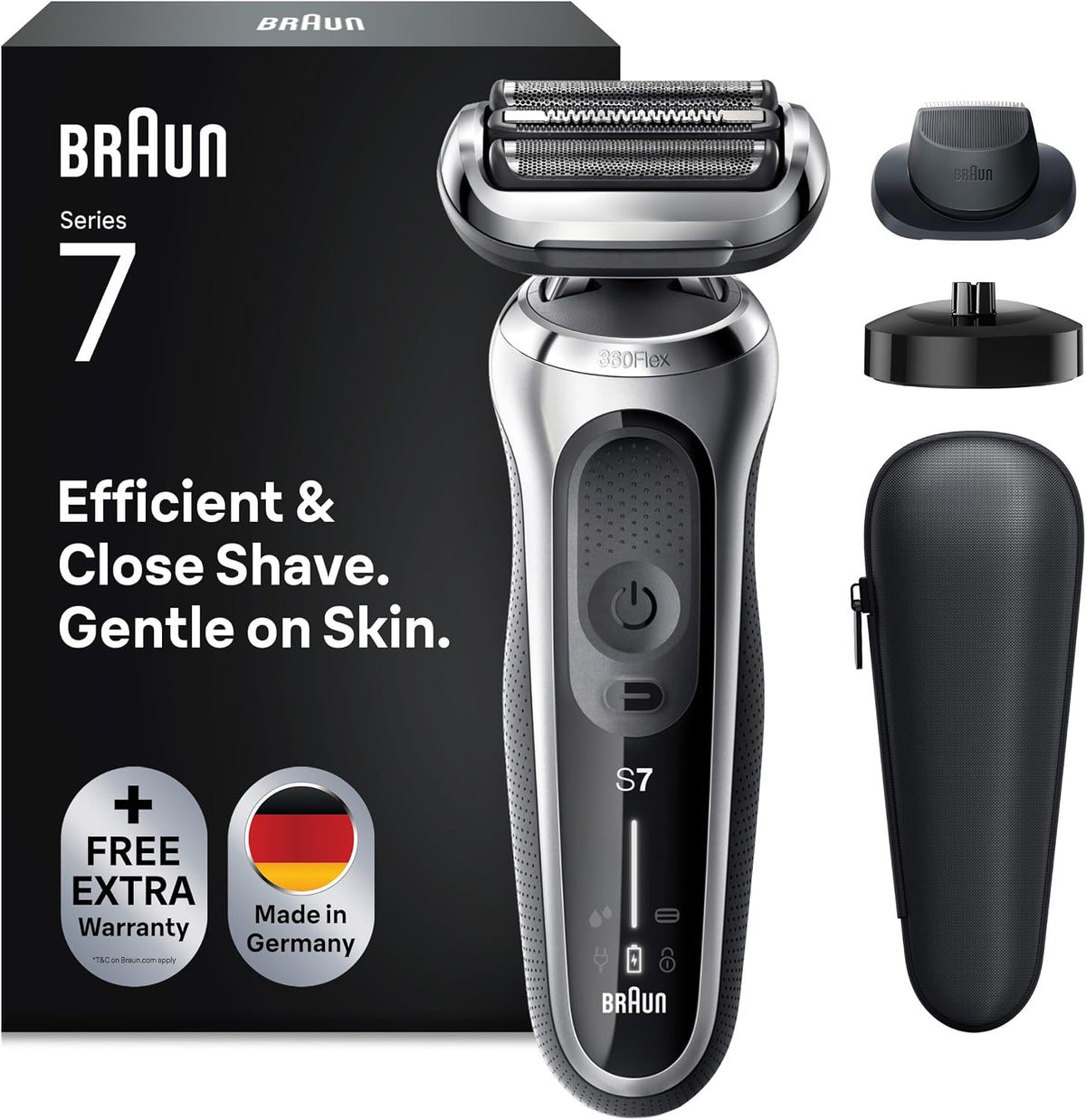 Braun, Folienrasierer, Series 7 Elektrorasierer 360° Flex mit EasyClick, Rasierer Herren mit Aufsatz, Wet und Dry