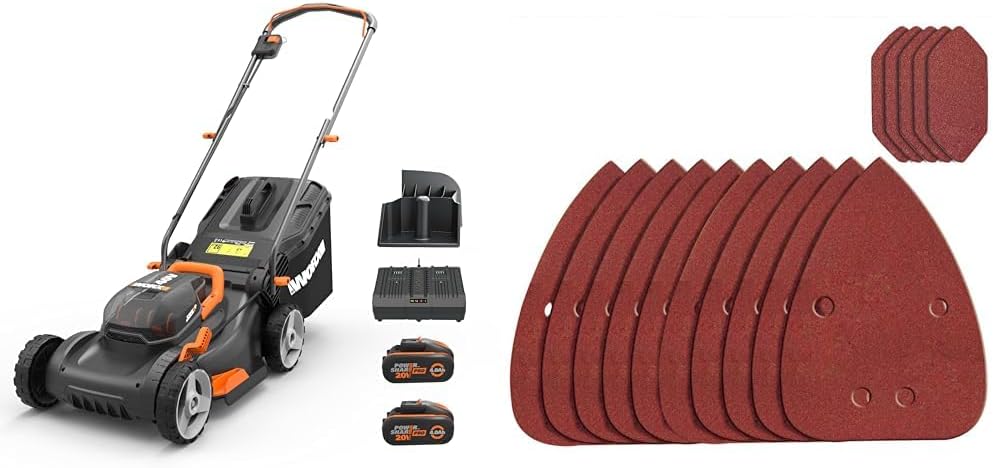 WORX, Rasenmäher, 500m, 40V, WG743E Akku-, Profi mit Mulchfunktion & PowerShare Akku, Rasenmähen ohne Kabel