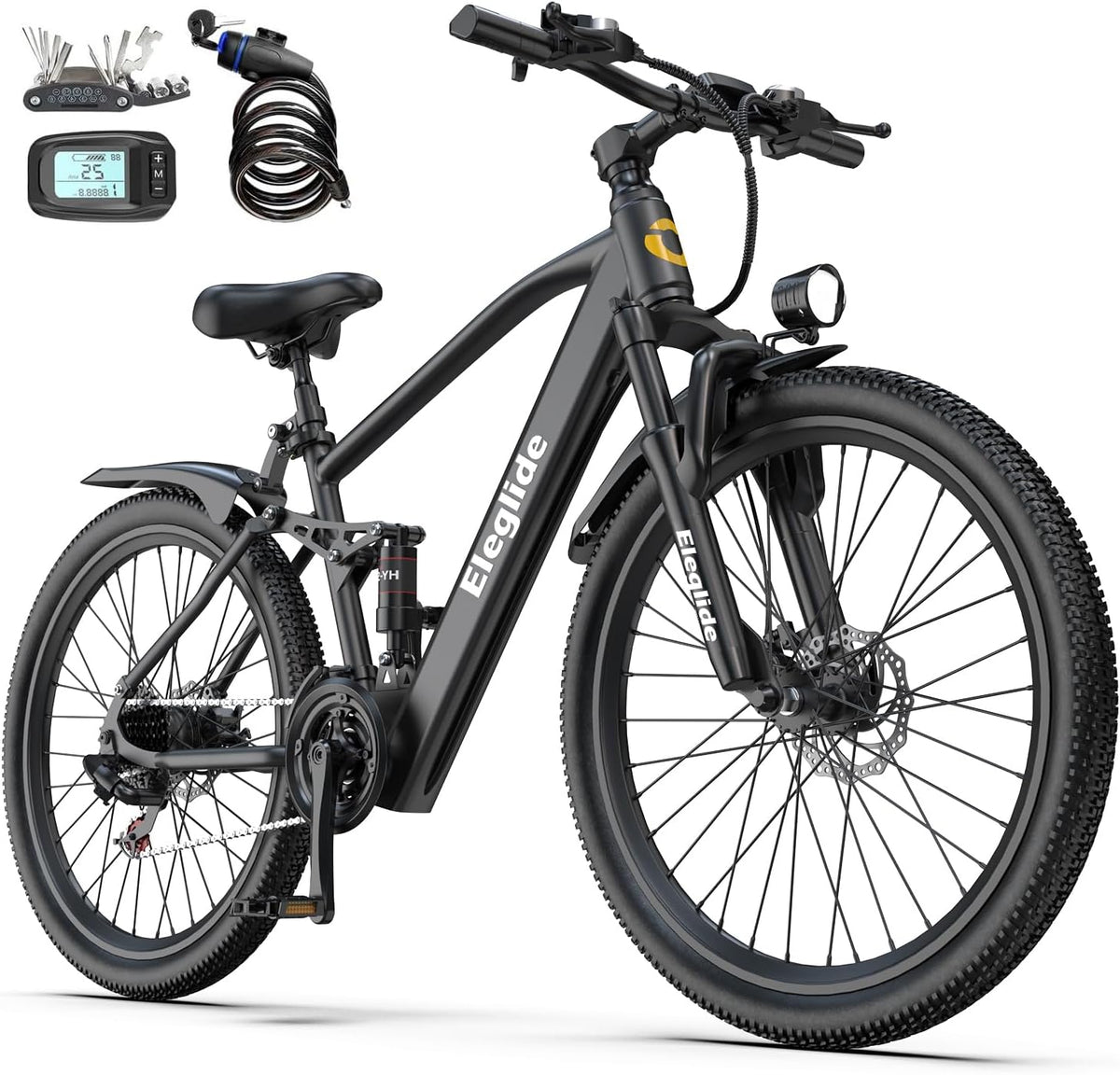 Eleglide, E-Bike, 250W, 13Ah, 26' mit 7-Gang Schaltung Motor Akku Höchstgeschwindigkeit, für Erwachsene