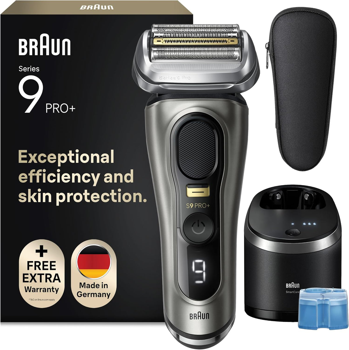 Braun, Folienrasierer, Series 9 Pro+ Rasierer Herren Elektrisch, Elektrorasierer mit 5 Pro Rasierelementen, 60 Min Laufzeit