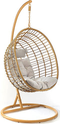 Hängesessel, Kobolo, 120 kg, Hängekorb Boho mit Gestell und Schwingkorb - Polyrattan
