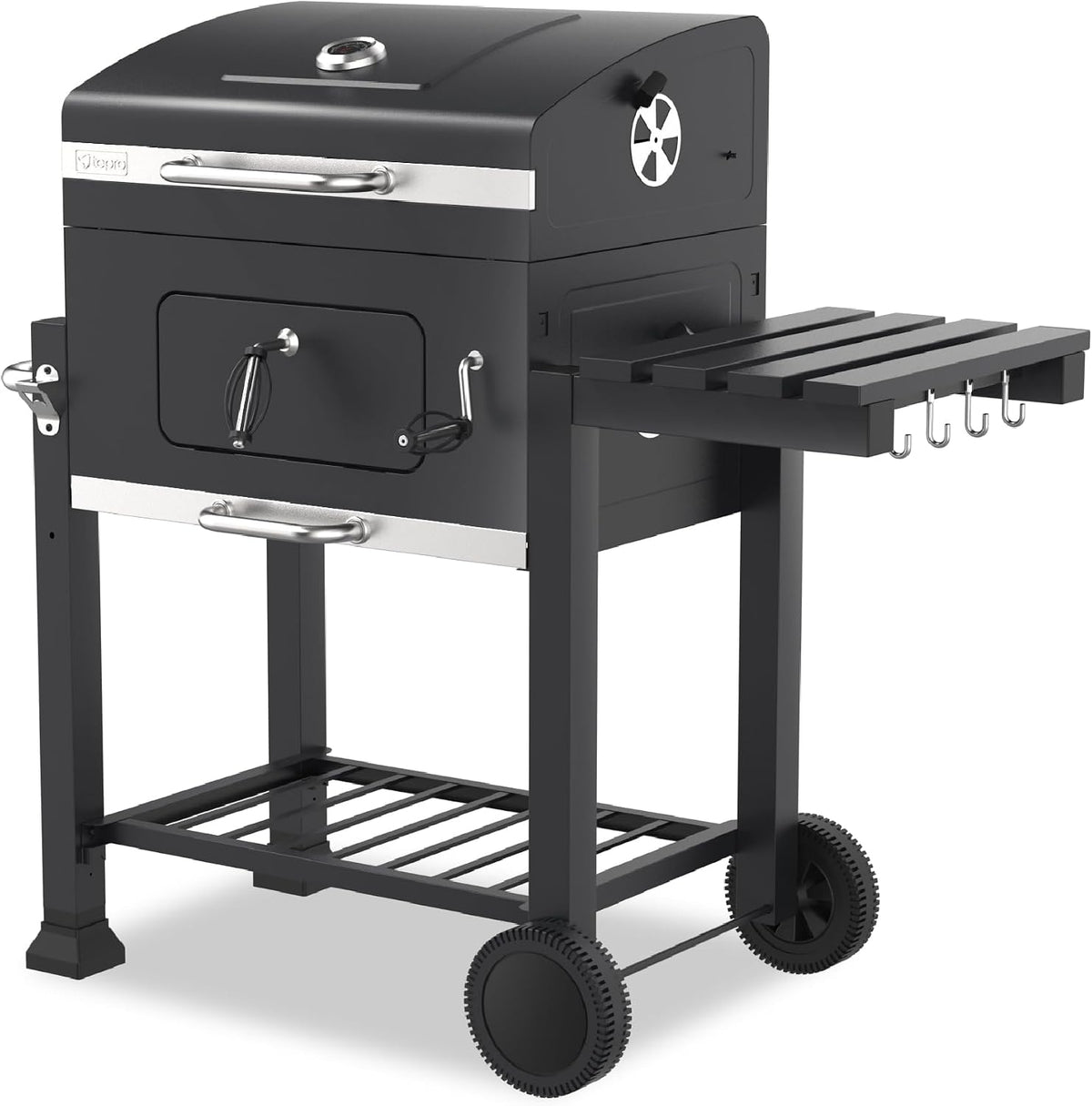tepro, Holzkohlegrill, 115 x 67 x 107 cm, 56 x 41,5 cm, (Grillwagen) Toronto Click, Grillfläche: ca., BBQ mit Deckel