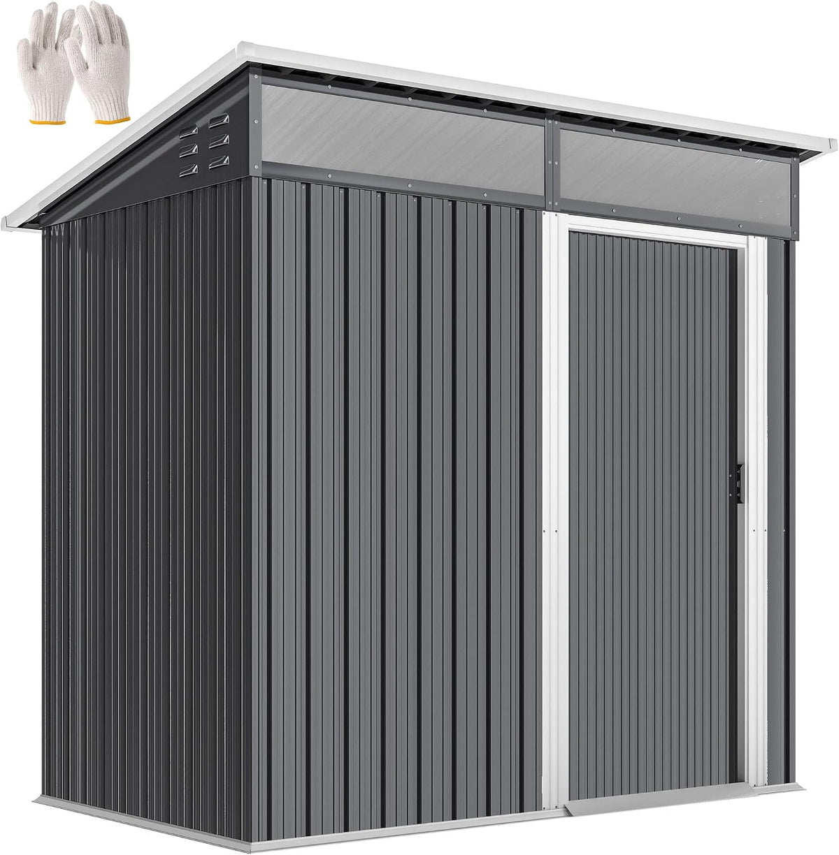 Gerätehaus, Outsunny, 195x122x182cm, 1,9m, Metall ² mit Fundament Dunkelgrau