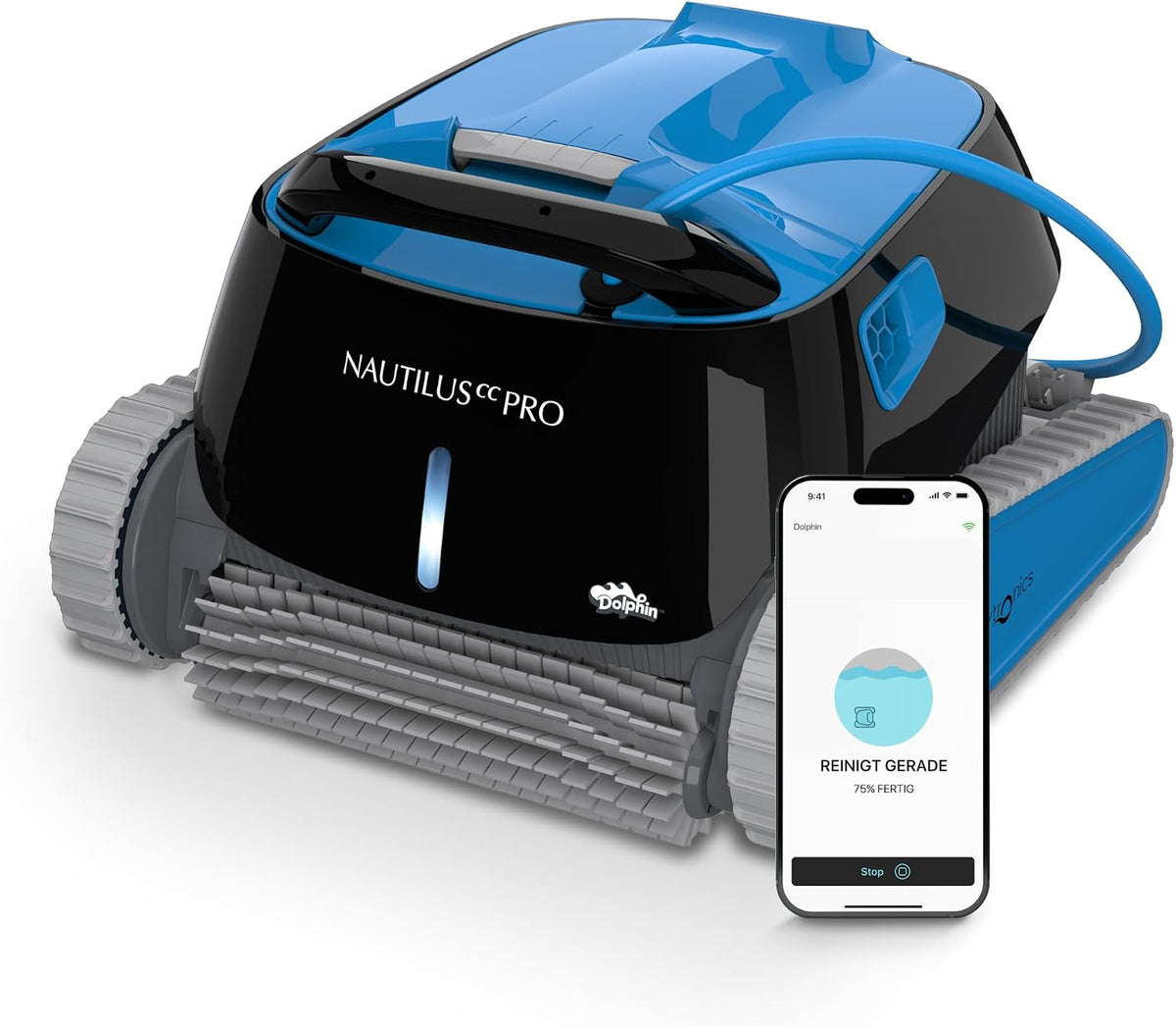 Dolphin, Poolroboter, 15 m, Nautilus CC Pro Poolsaugroboter Boden, Wasserlinie und Wandreinigung, Kontrolle mit app