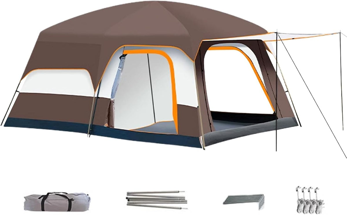 Genérico, Firstzelte, braun, Zelt, großes Zelt, mehrere Zimmer, wetterfest, für Outdoor-Abenteuer, Wandern, Rucksackreisen