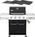 Nexgrill, Kochfeld, Gourmet Pro 4-Brenner Gasgrill mit Seiten & Plancha, Edelstahl Gasgrill mit porzellanbeschichteten