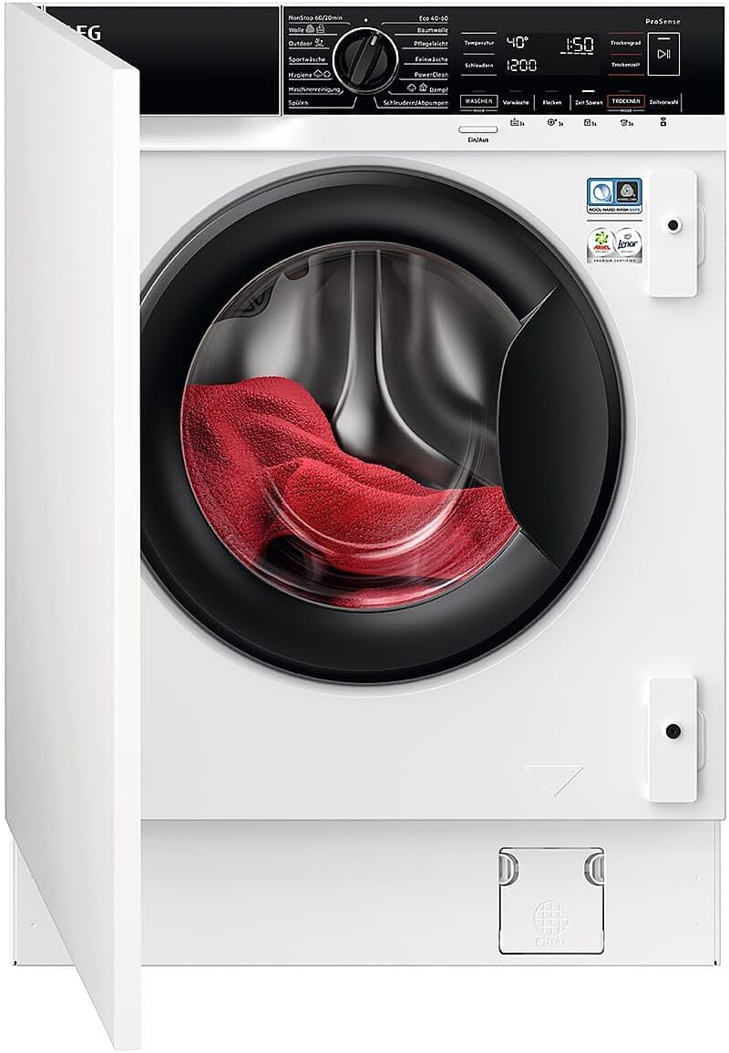 AEG, Waschtrockner, 8 kg, 4 kg, Einbau, Waschen, Trocknen, PowerCare, Faserschonendes Waschen und Trocknen bei Niedrigtemperatur