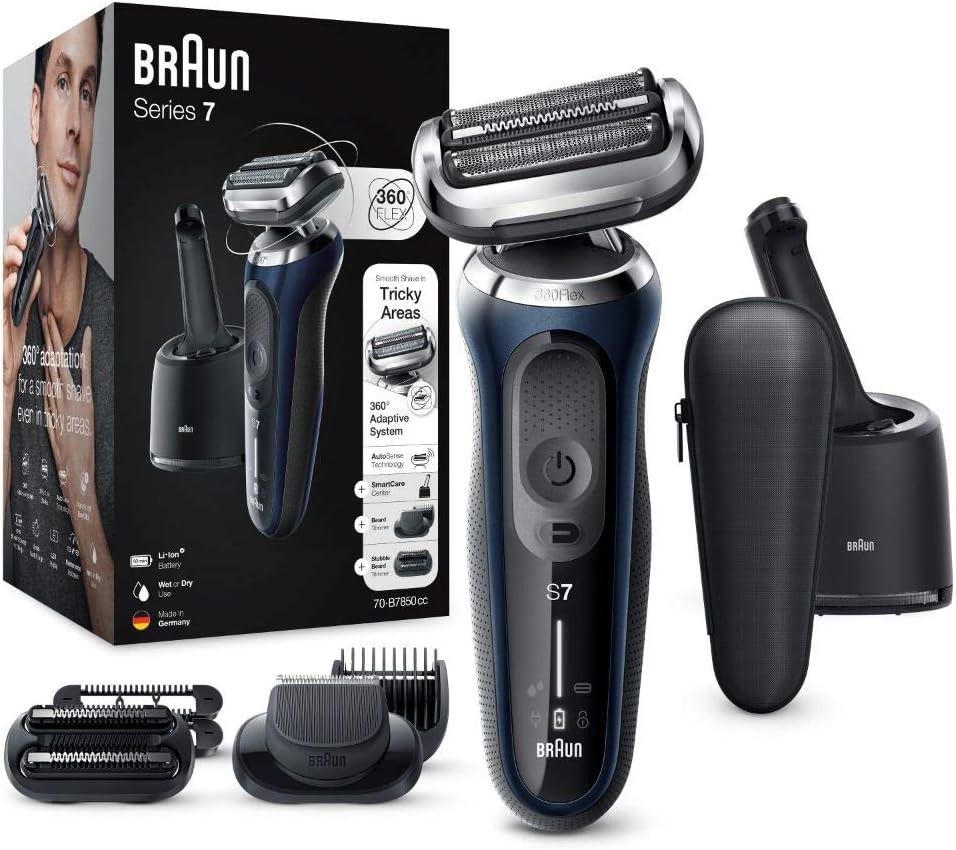 Braun, 70-B7850cc, Folienrasierer, Series 7 Rasierer Herren mit 360° Anpassung, Elektrorasierer & Barttrimmer, 3-Tage-Bart-Trimmer