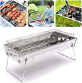MYVVKIA, Holzkohlegrill, Edelstahl, Silber, Edelstahlgrill, tragbarer Grill Smoker Klappbarer für Familiencamping