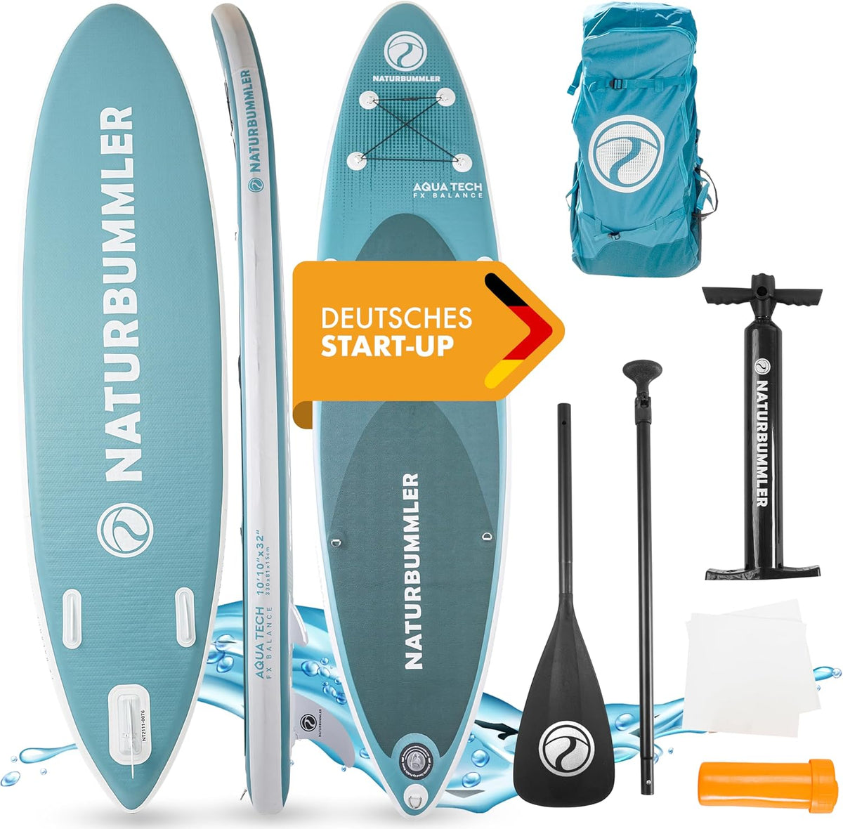 NATURBUMMLER, SUP-Board, 330x81x15 cm, 150 kg, SUP Board Komplettset aufblasbar