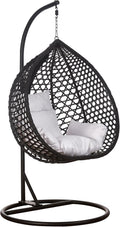 RAMROXX, Hängesessel, Luxus Style XXL Rattan Korb Gestell Schwarz mit Relaxkissen