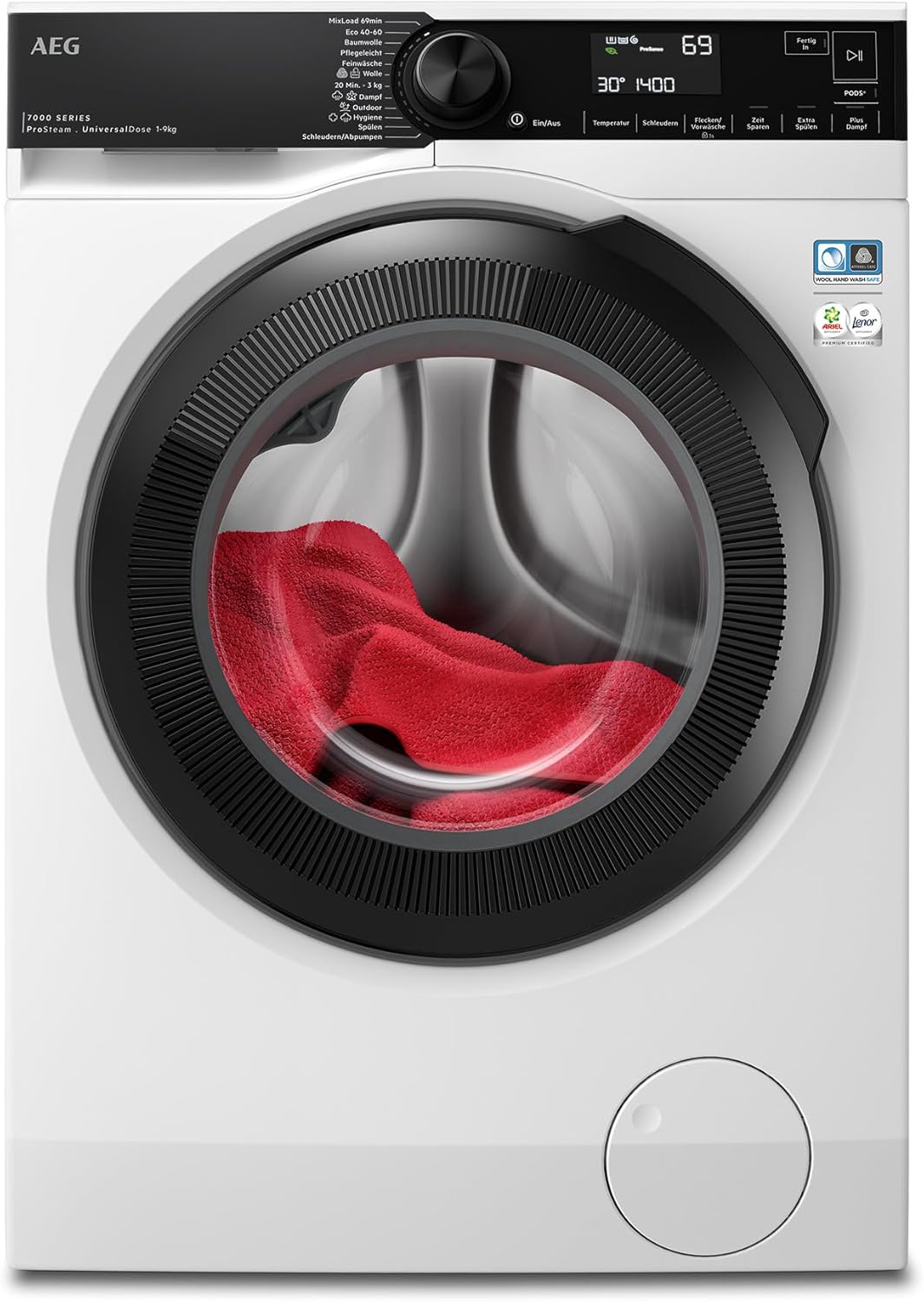 AEG, Waschmaschine, 9kg, Serie 7000 ProSteam - Dampf-Programm, Weniger Bügeln & Mehr Frische, Mengenautomatik, 1600U/min