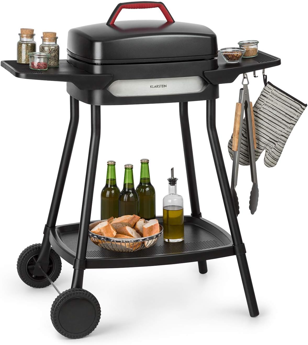 Klarstein, Elektrogrill, 40 x 36 cm, 2000 W, Gatsby Standgrill Tischgrill, Leistung:, EasyGrill Concept, zwei Seitentische