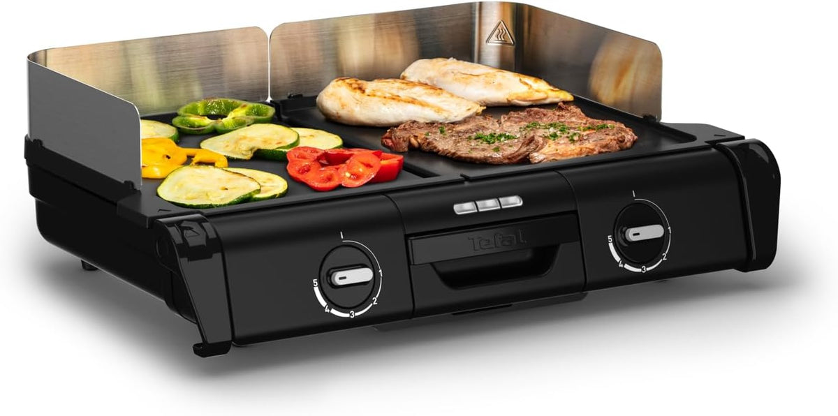 Tefal, Elektrische Tischgrills, BBQ Family Elektrischer Tischgrill, 2 getrennte Grillflächen, 2 Thermostate, spülmaschinengeeignet