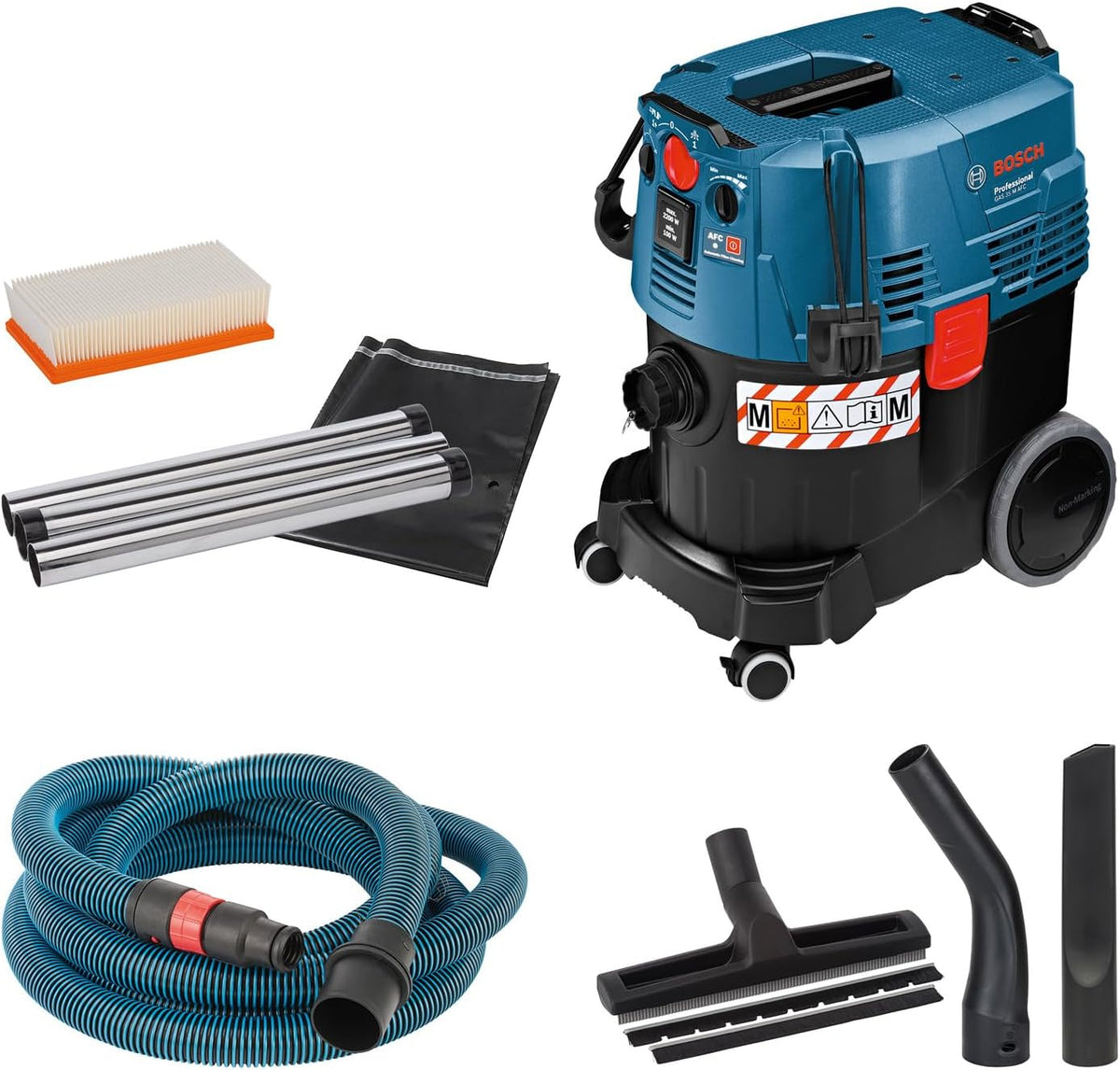 Bosch Professional, Nass-Trockensauger, 35 M, 35 L, Nass-/Trockensauger GAS AFC (Leistung 1200 Watt, Behälter, 5 m Schlauch)