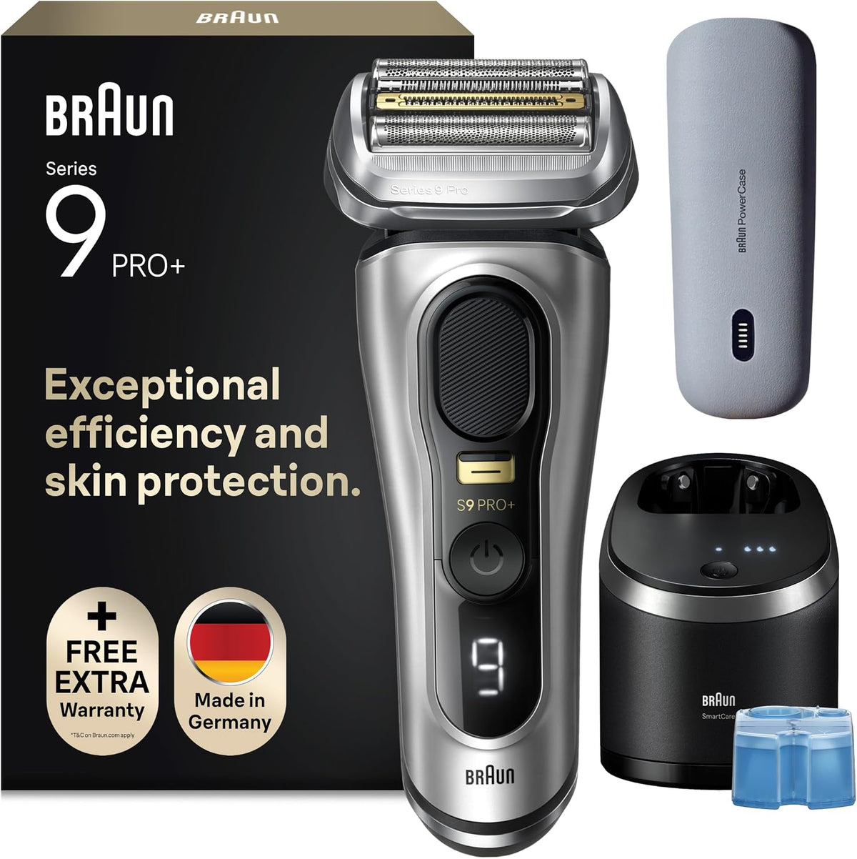 Braun, Folienrasierer, Series 9 Pro+ Rasierer Herren, Elektrorasierer mit 5 Pro Rasierelementen, Langhaarschneider & Reinigungsstation