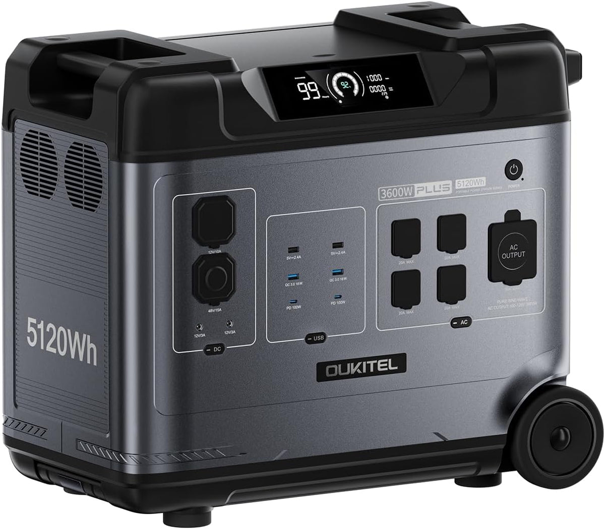 Solstark, Powerstation, 5120Wh, 3600W, OUKITEL P5000 PLUS/Tragbare