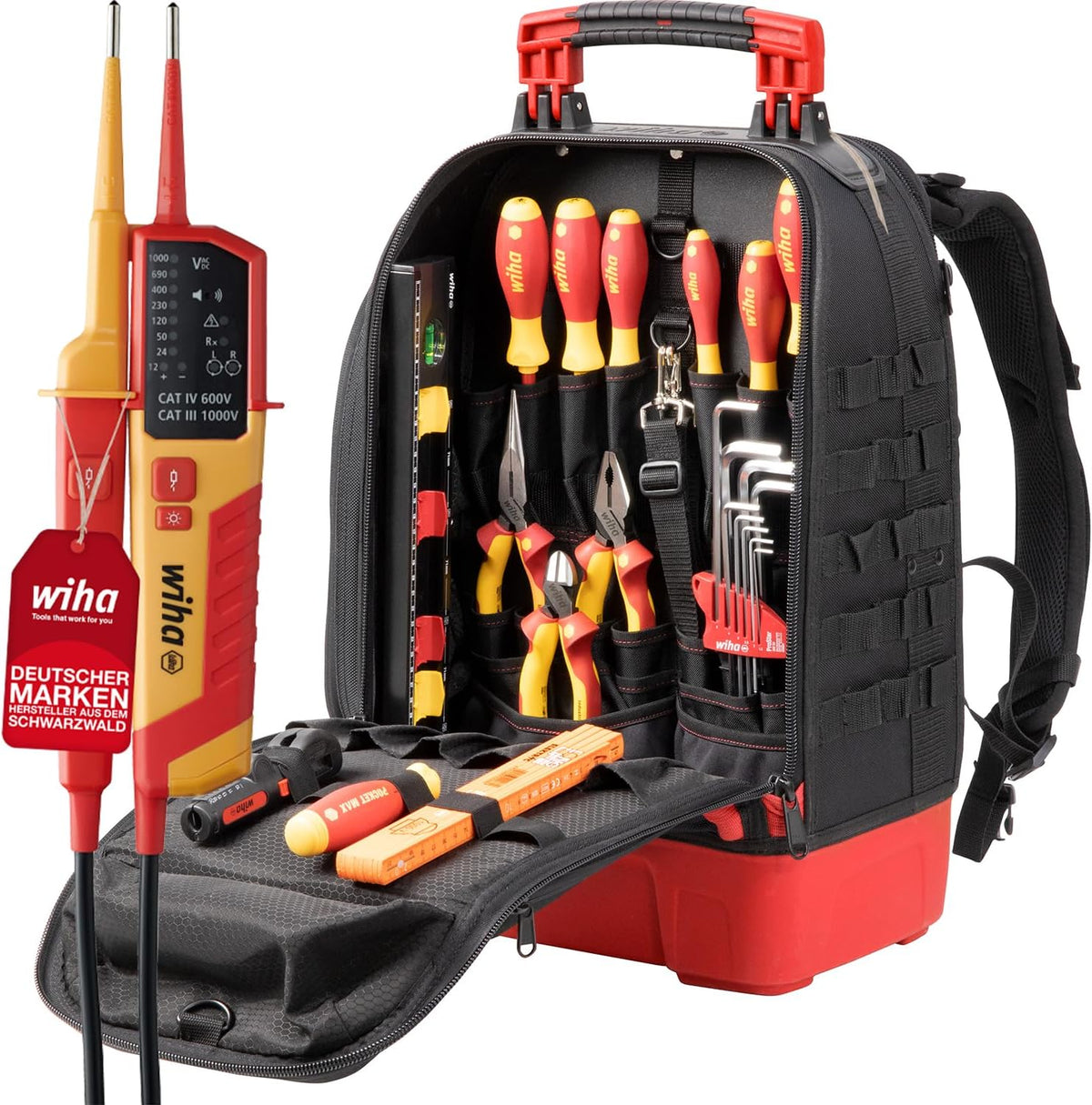 Wiha, Werkzeugtaschen, Elektriker Werkzeugrucksack 27-tlg. mit Spanungs- und