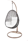 Kideo, Hängesessel, Swing Chair Indoor & Outdoor, Loungesessel Polyrattan, Hängestuhl, mit Gestell & Kissen (schwarz/weiß)