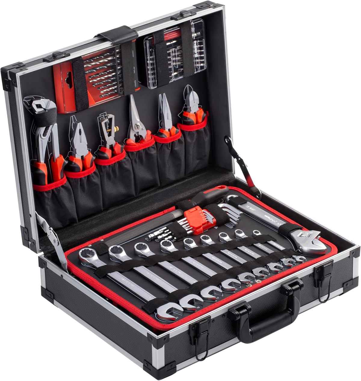 Meister, Werkzeug-Sets, Werkzeugkoffer 161-teilig, Stabiler Alu-Koffer, Gefüllt