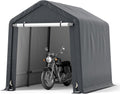 Gerätehaus, COSTWAY, 195x240x214cm, Verzinktes Metall, PE-Gewebe, Grau, Fahrradgarage Geräteschuppen Zeltgarage Garagenzelt