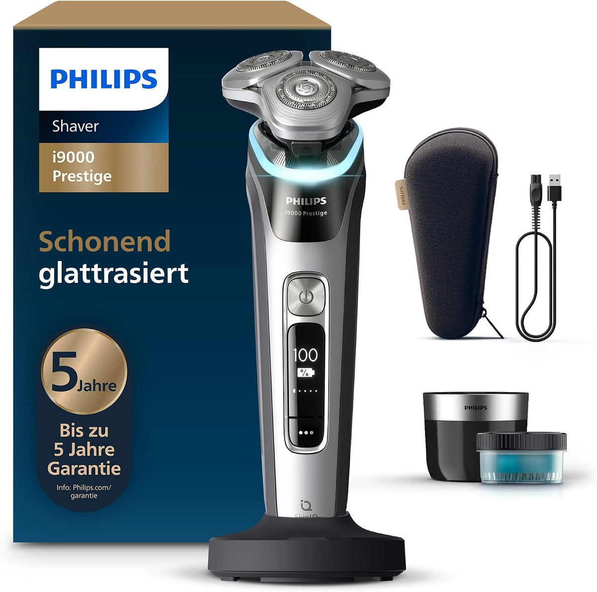 PHILIPS, Elektrorasierer, elektrischer Rasierer i9000 Prestige, Nass- und Trockenrasierer für Herren mit integriertem