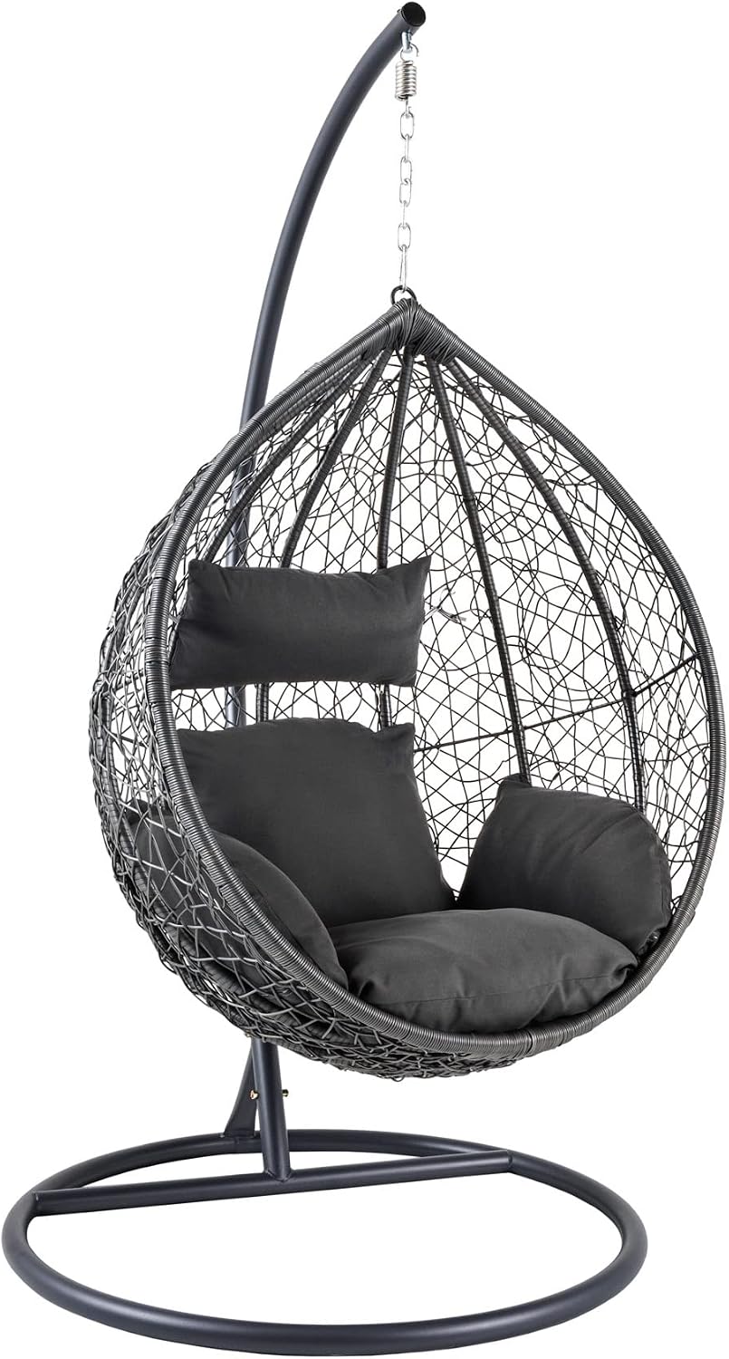 Riess Ambiente, Hängesessel, 70x107cm, LOFT - - anthrazit - Polyrattan mit Kissen
