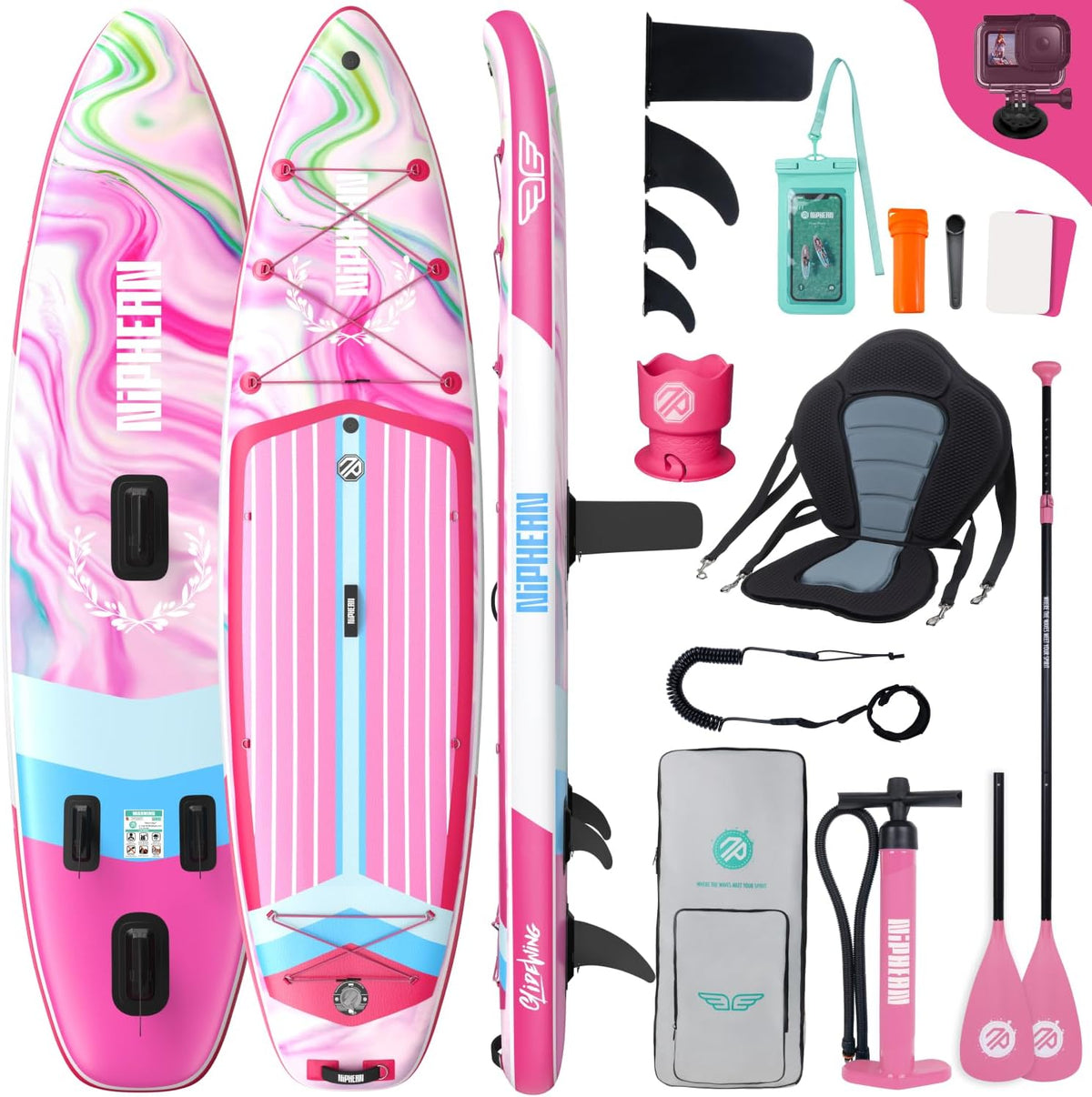 niphean, SUP-Board, 380cm, (Extra Groß) Stand Up Paddling Board, 335/ SUP für 2+1 Personen/Familien, SUP Board mit (Anfängergeeignet) StabilTrac Finne