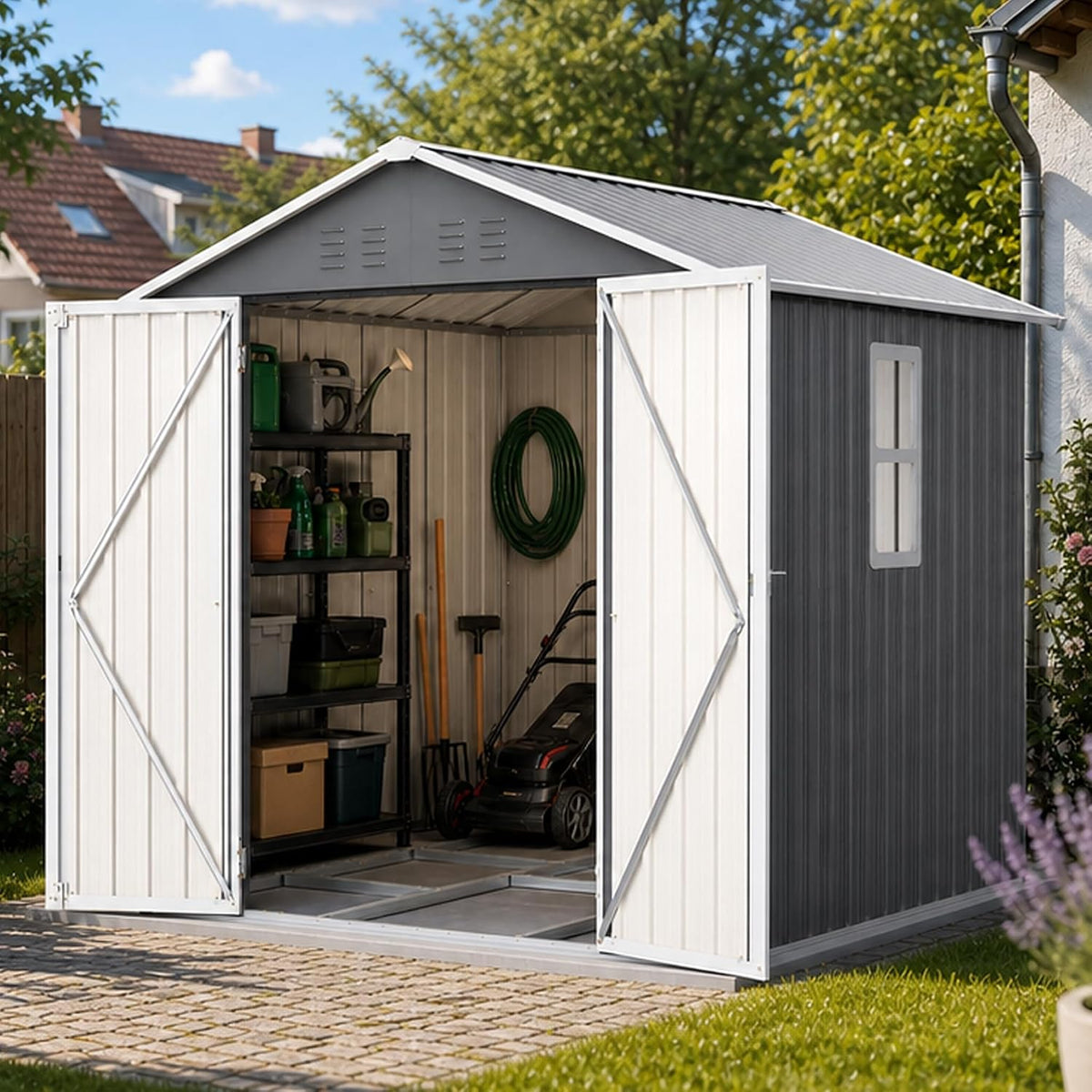 Gerätehaus, Luscriate, 185x182x191 cm, 185x182cm, Gartenhaus Metall