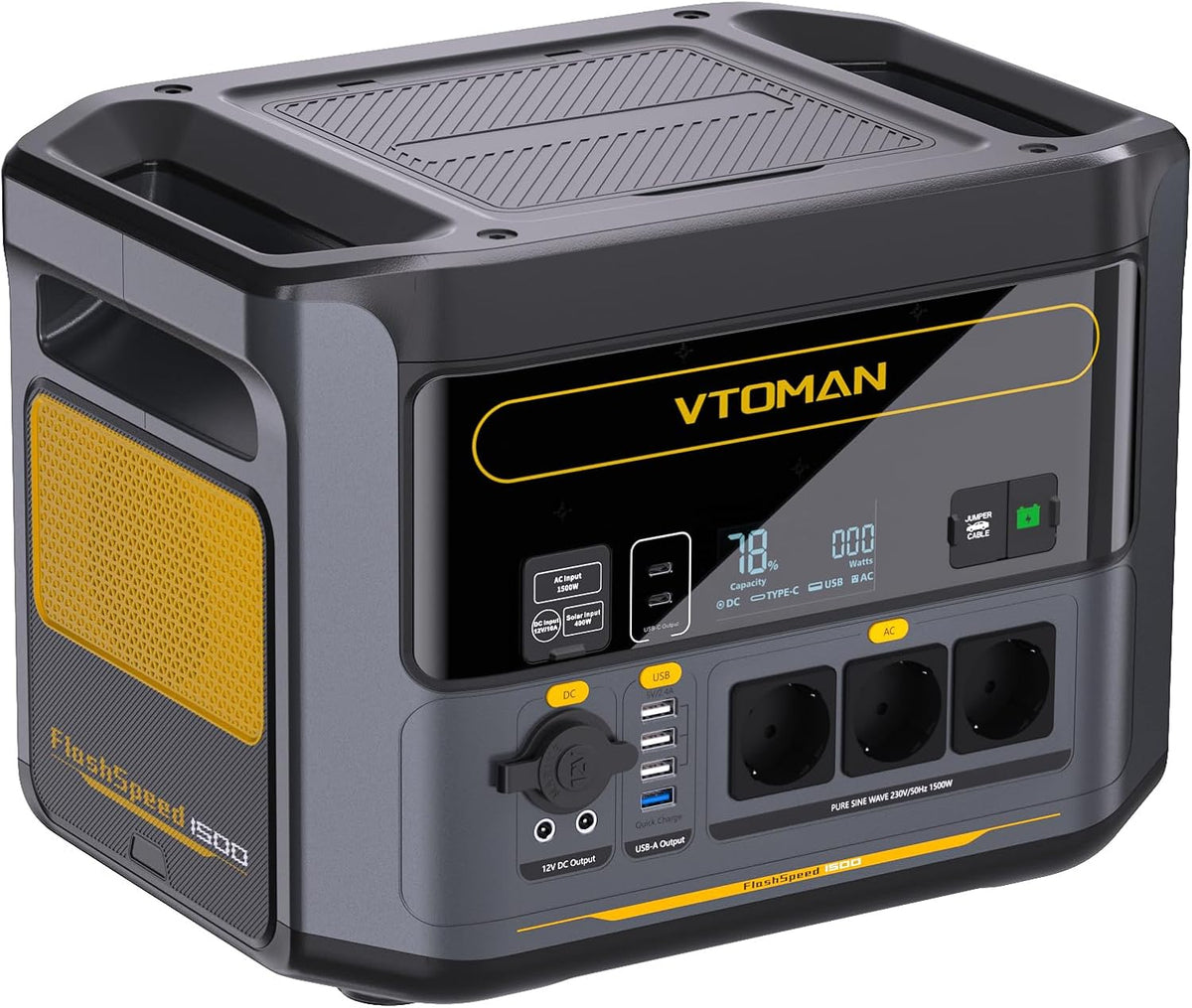 VTOMAN, Powerstation, 1408Wh, Solargenerator, FlashSpeed 1500 Tragbare - Solargenerator