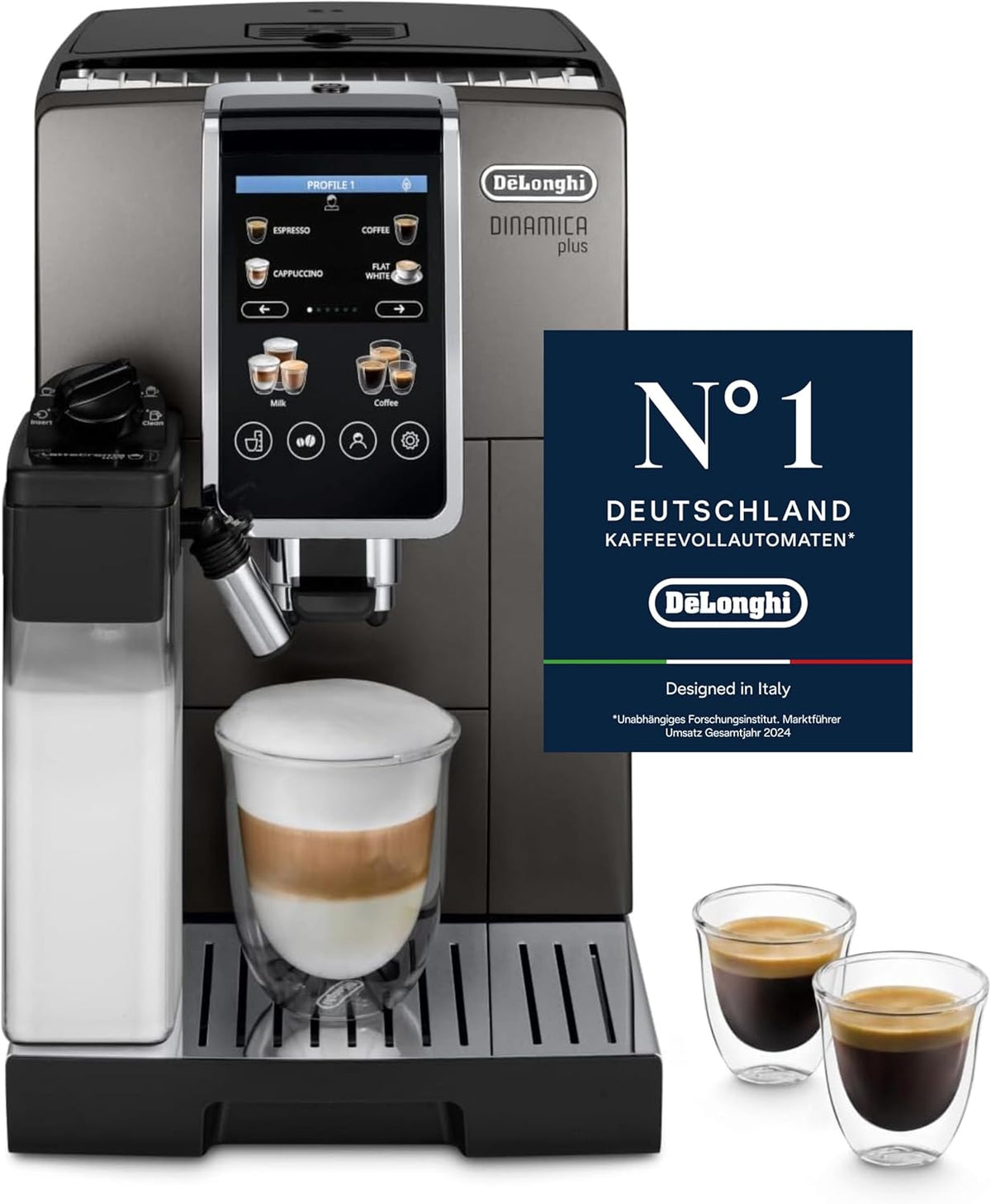 De'Longhi, Kaffeevollautomat, Dinamica Plus - 24 Getränke Titanium