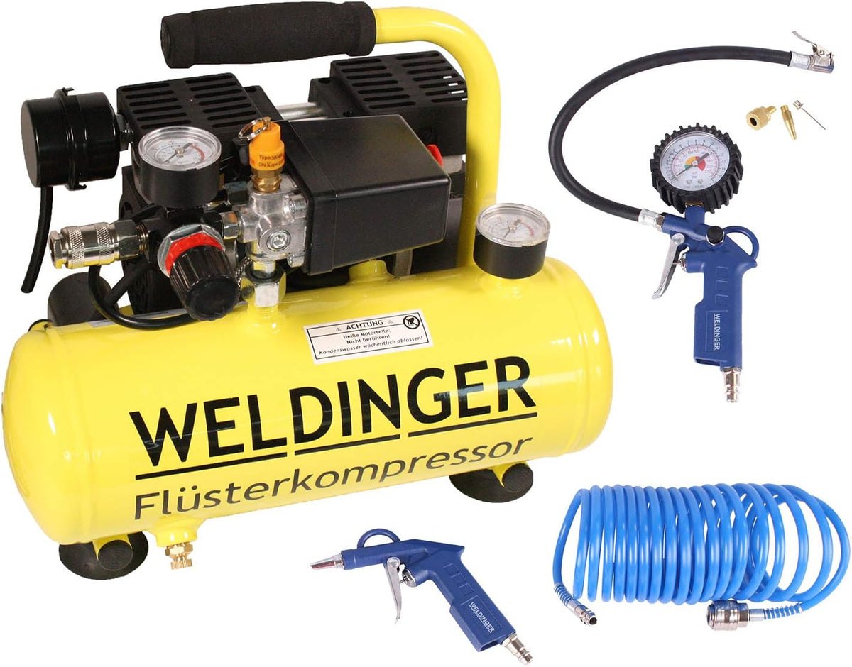 WELDINGER, Kompressor, Aktionsset Flüster FK 40 compact + Druckluftset 6-teilig 5