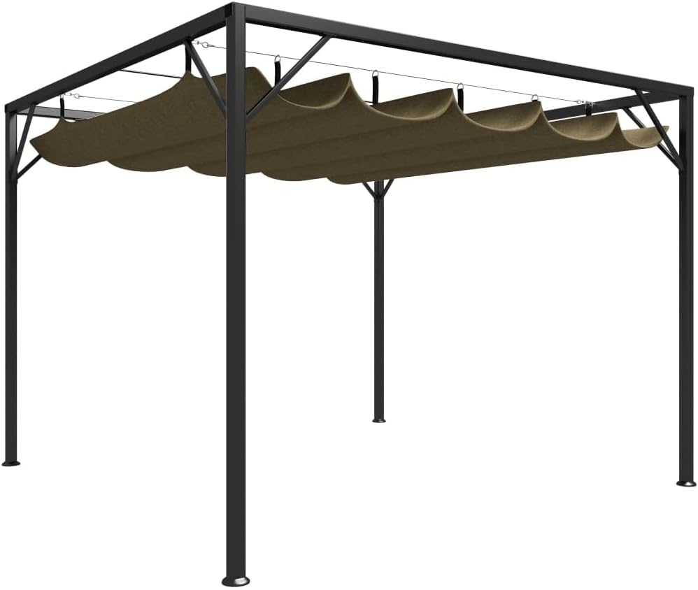 Nqyjm, Pavillon, pulverbeschichteter Stahl, Textilen (100% Polyester), taupe