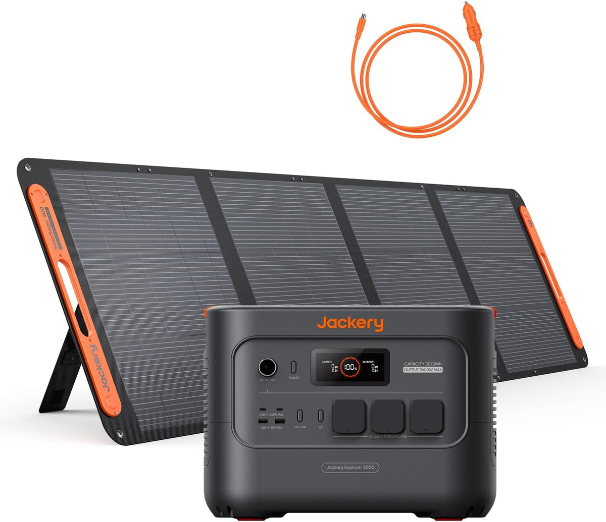 Jackery, Powerstation, 200W, E3000 v2 mit Solarpanel & Kfz-Kabel