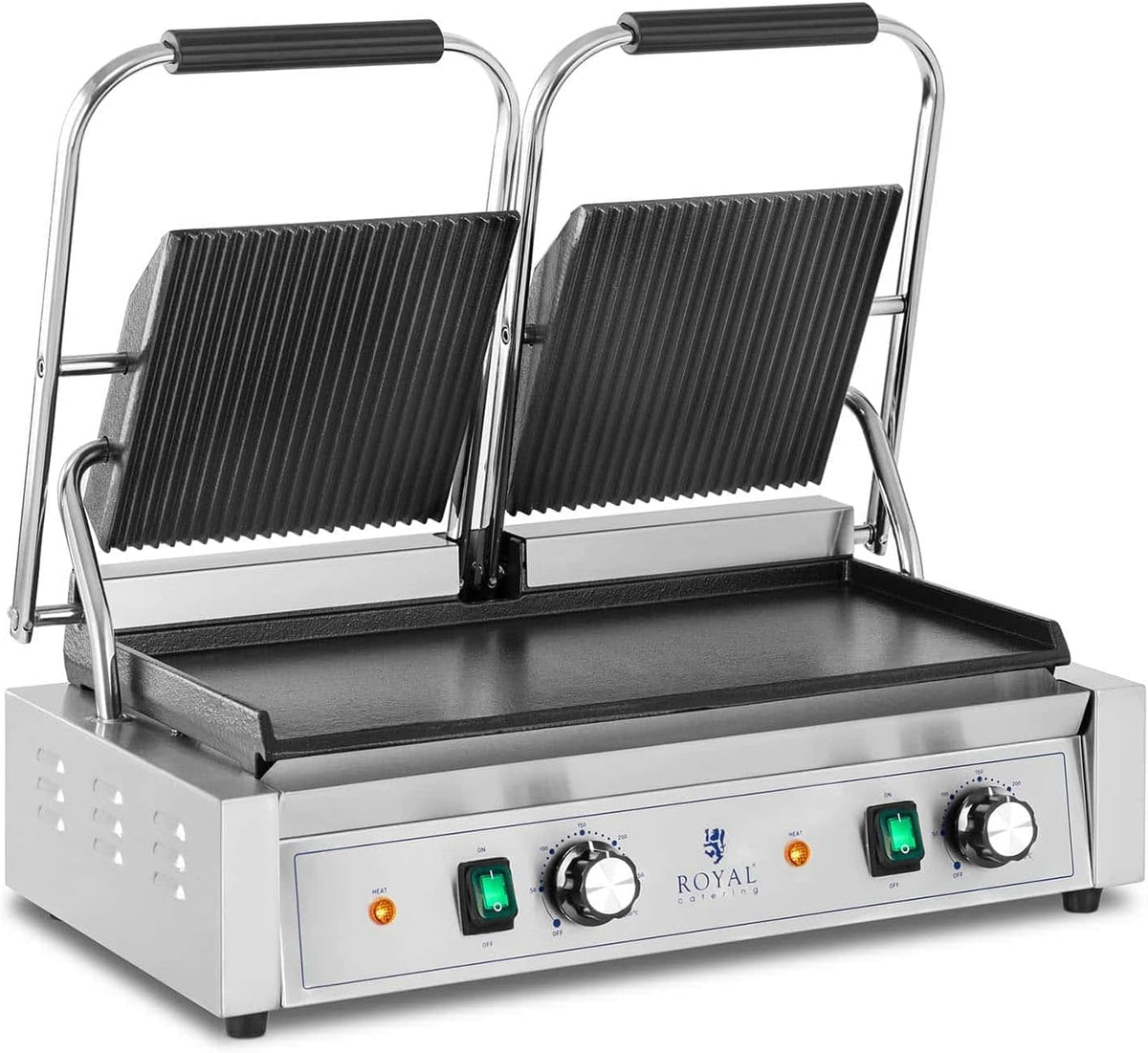 Royal Catering, Elektrogrill, 3.600 W, RCPKG-3600-M Doppel-Kontaktgrill geriffelt + glatt