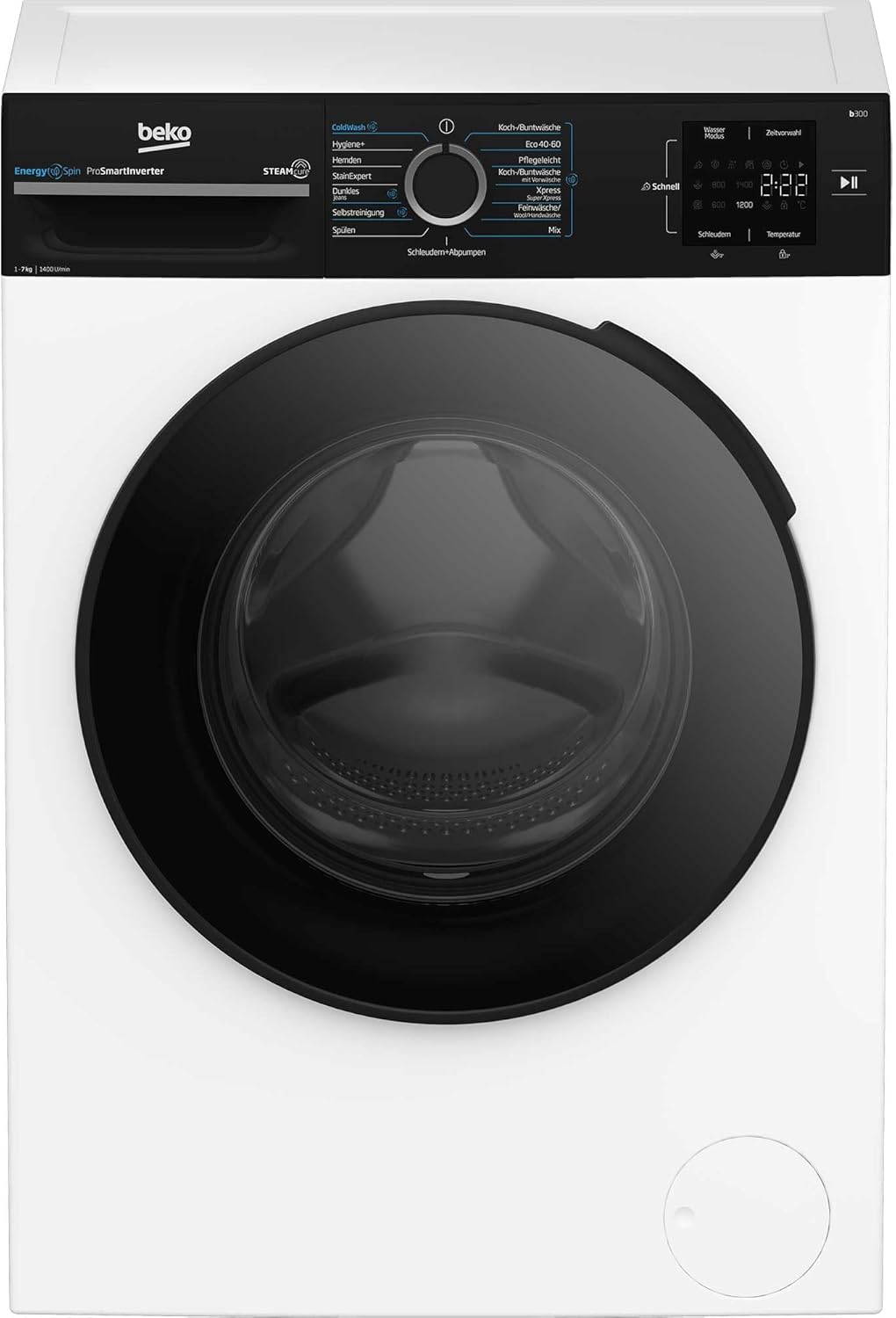 Beko, Waschmaschine, 7 kg, BM3WFU3741R Waschvollautomat, EnergySpin, Schleuderwahl 1400 U/min, SteamCure Dampffunktion