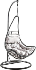 Hängesessel, Riess Ambiente, 105cm, Gestell: Metall; Sitzkorb: Kunststoff; Bezug: Flachgewebe (100% Polyester), Gestell: schwarz; Kissen: grau