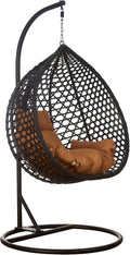 Hängesessel, RAMROXX, Luxus Style XXL Rattan Korb Gestell Schwarz mit Relaxkissen