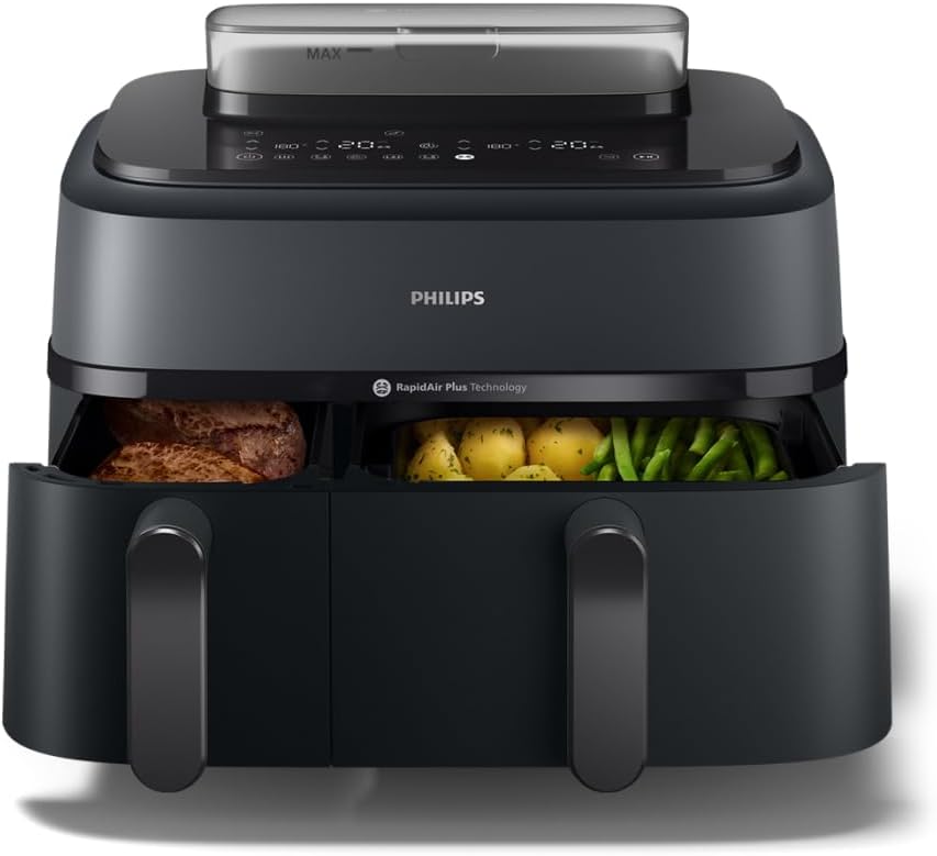 PHILIPS, Heissluftfritteuse, 9 L, Steam Airfryer 5000 Heißluftfritteuse, Schwarz