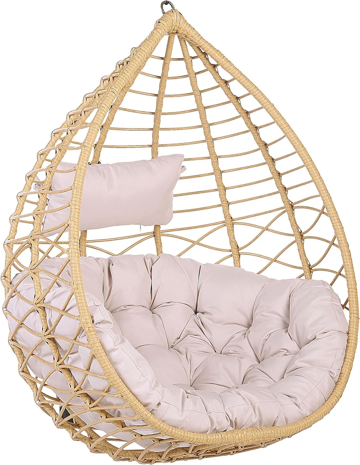 Beliani, Hängesessel, Polyrattan, Braun, Beige, Moderner Hängekorbsessel Rattan ohne Gestell inkl. Kissen