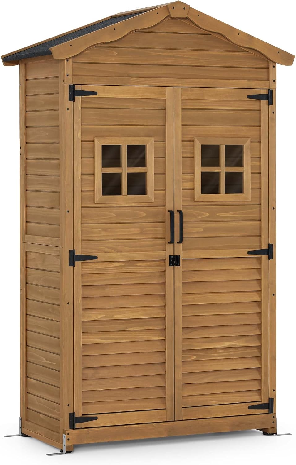 M MCombo, Gerätehaus, 57×109×180 cm, Gartenschrank Gartenhaus Holz Wetterfest, Geräteschrank Outdoor, für Außenbereich Garten Terrasse