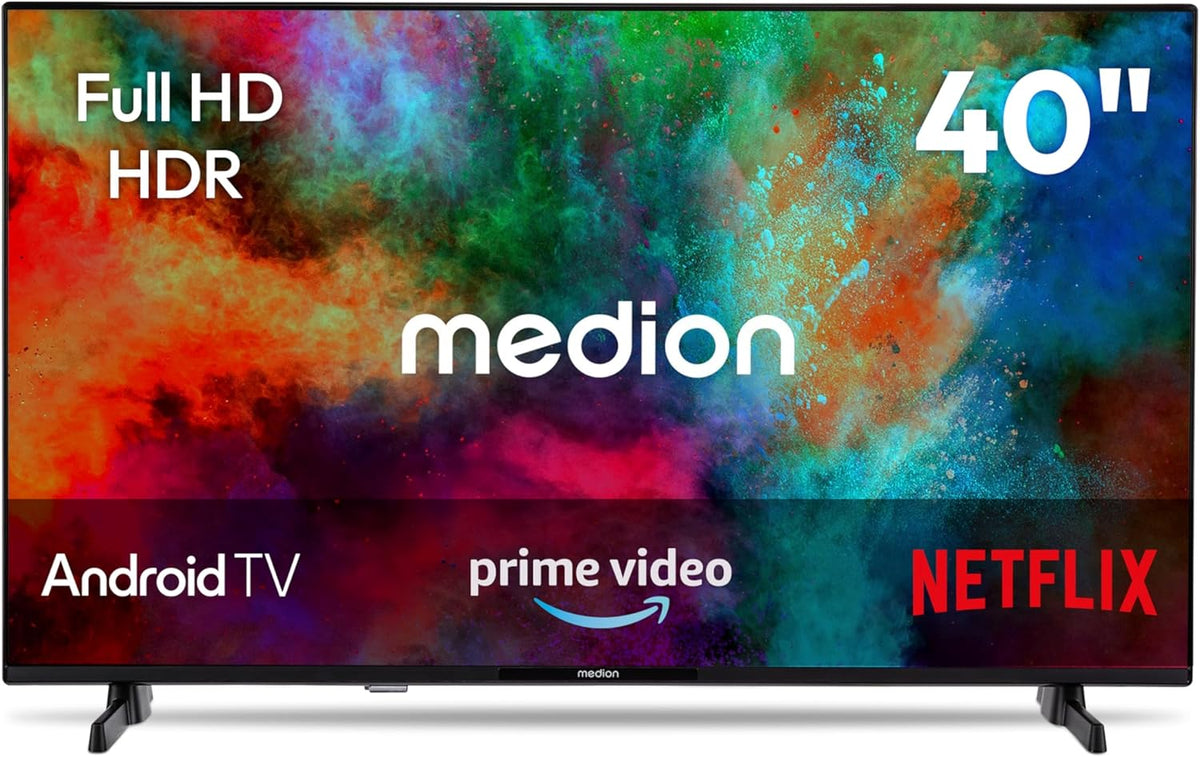 MEDION, Fernseher, 100,3 cm, 40 Zoll, Smart TV, Full HD (Android TV, Smart TV, Prime Video, Bluetooth, MD 840100)