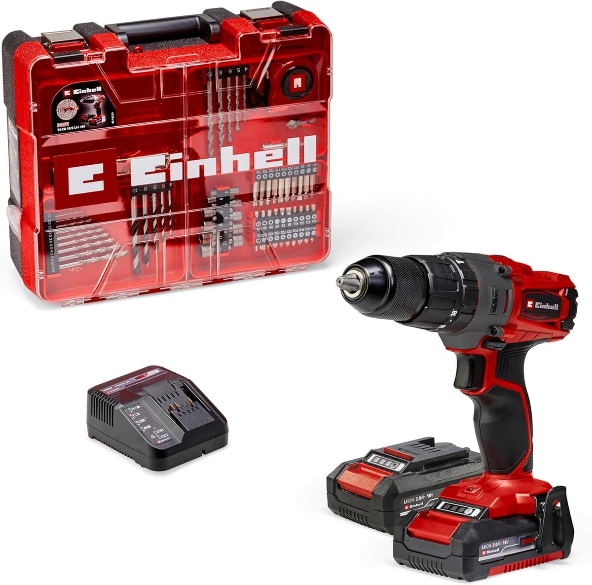 Einhell, Akkuschrauber, 2,0 Ah, 18 V, 0Ah, Akku-Schlagbohrschrauber TE-CD 18/2 Li-i +64 (2x2, ) Power X-Change