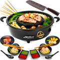TomYang, Elektrische Hot Pots, Hot Pot Set inkl. Santoku Messer, Grillzangen, Asia Fondue Geschirr
